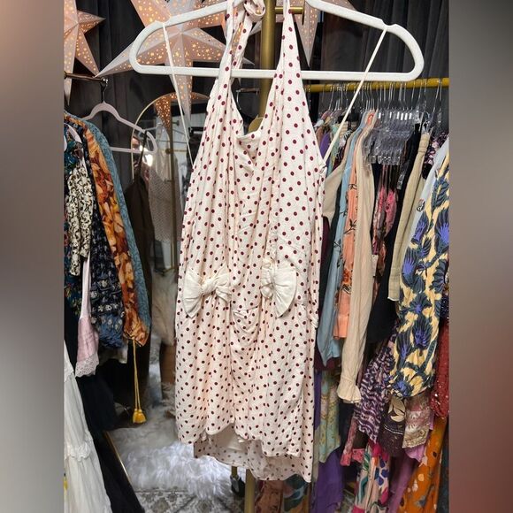 Free People High Strung Romper-Ivory/Burgundy Polka Dot NWOT - Picture 6 of 7